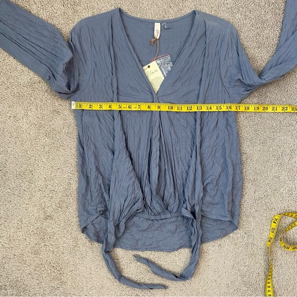 Elan Tie Front Top Dusty Blue S - Picture 5 of 6